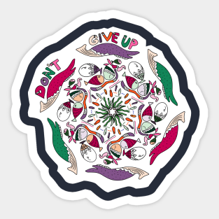 Fish Doodle Art "Don't Give Up" Colored Sticker